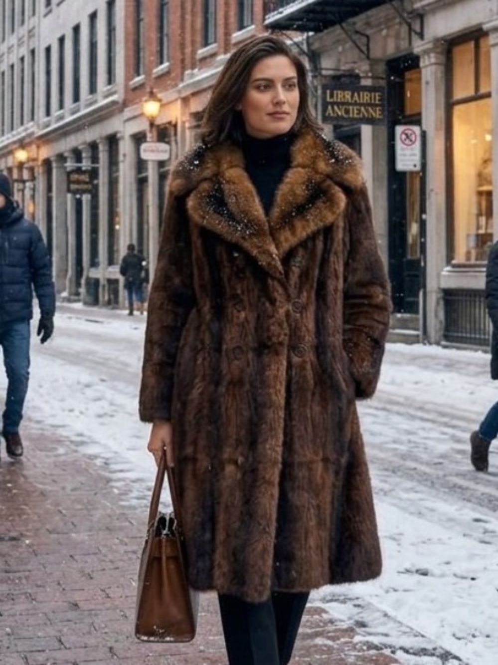 Luxury Brown McComber Mink Fur Coat
Approx Large
Double breasted